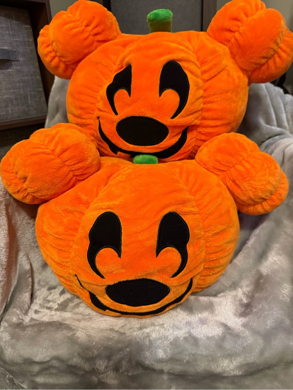 Disney Mickey Mouse Halloween Pumpkin Plush Pillow Jack-o'-lantern Set Of 2